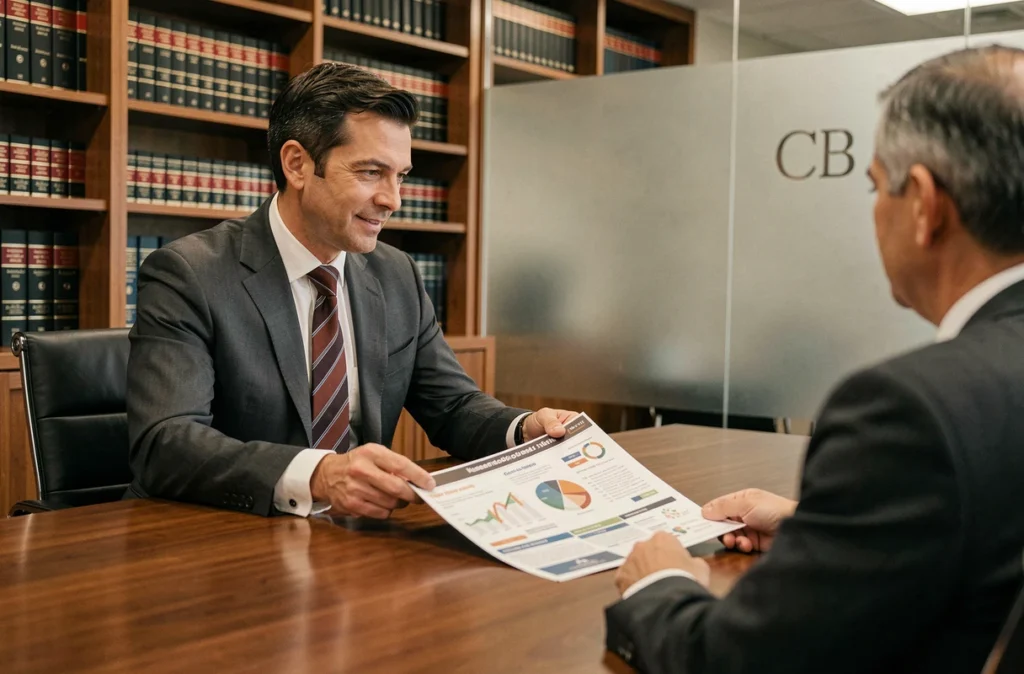 CB Conseil et Patrimoine en réunion de conseil financier avec un client
