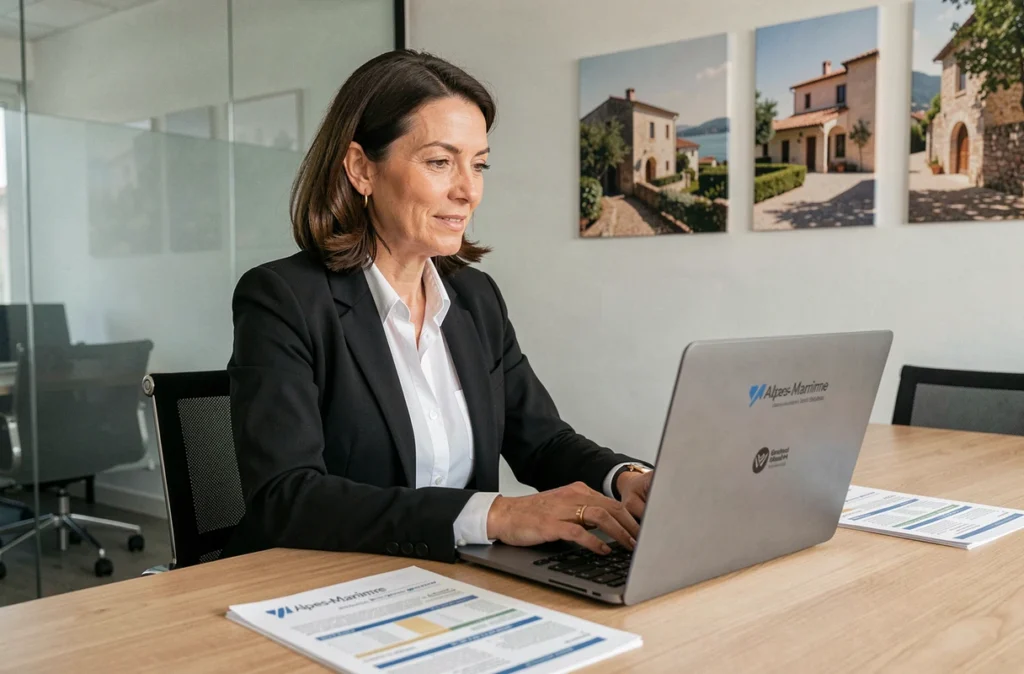 Consultante Empruntis Alpes-Maritimes en réunion client avec comparatifs de crédits immobiliers